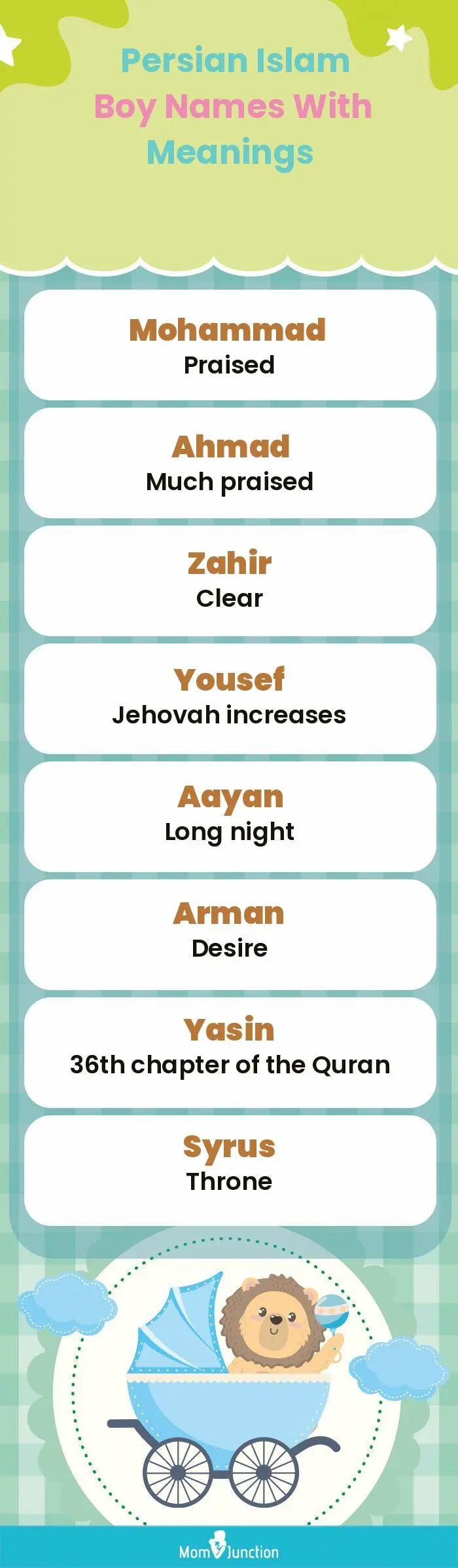  Persian Islam Boy Names with Meanings(infographic)