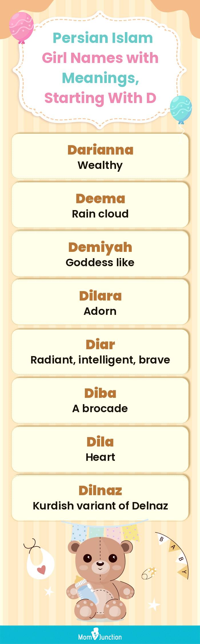  Persian Islam Girl Names with Meanings, Starting With D(infographic)