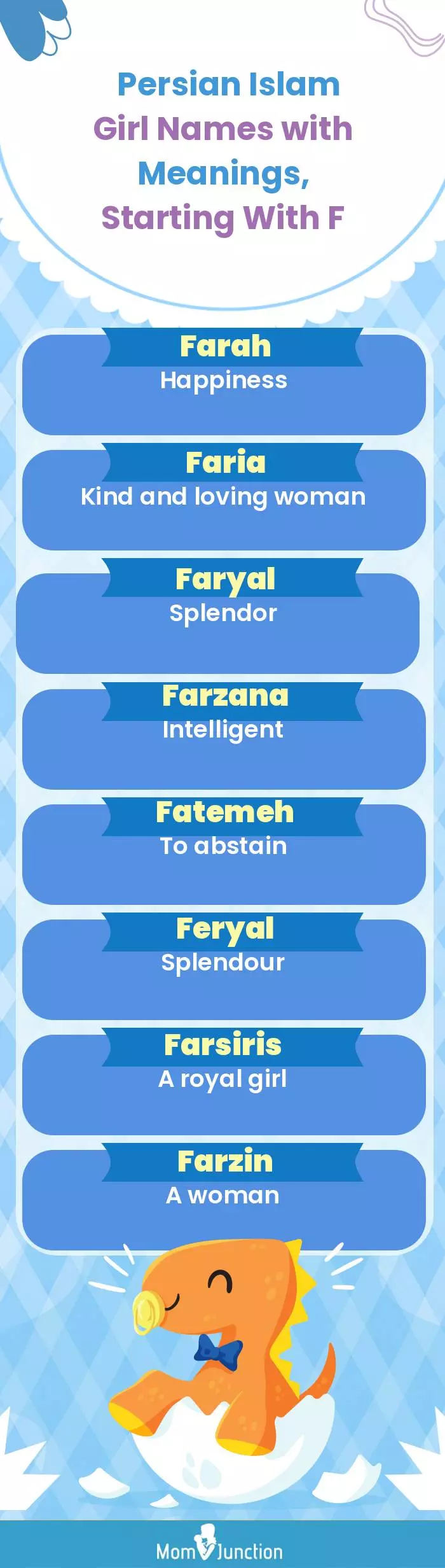  Persian Islam Girl Names with Meanings, Starting With F(infographic)