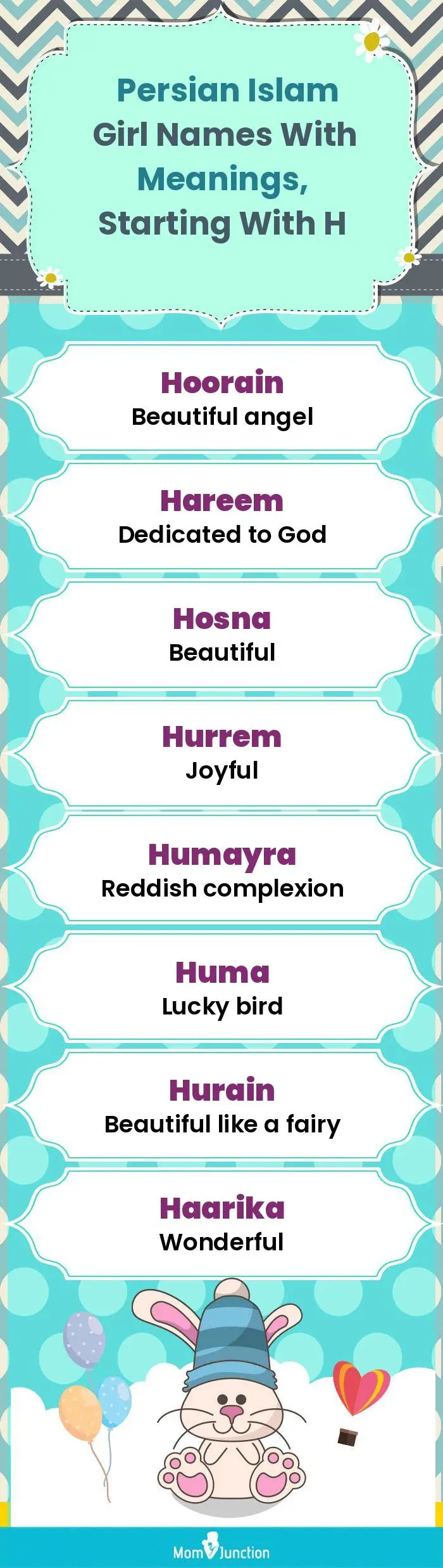  Persian Islam Girl Names with Meanings, Starting With H(infographic)