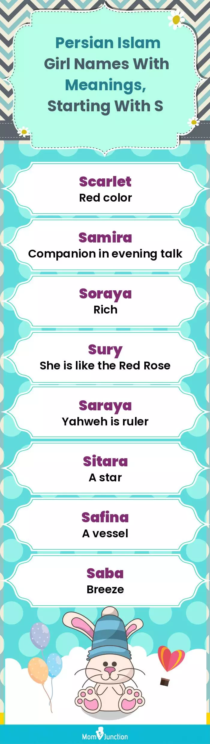  Persian Islam Girl Names with Meanings, Starting With S(infographic)