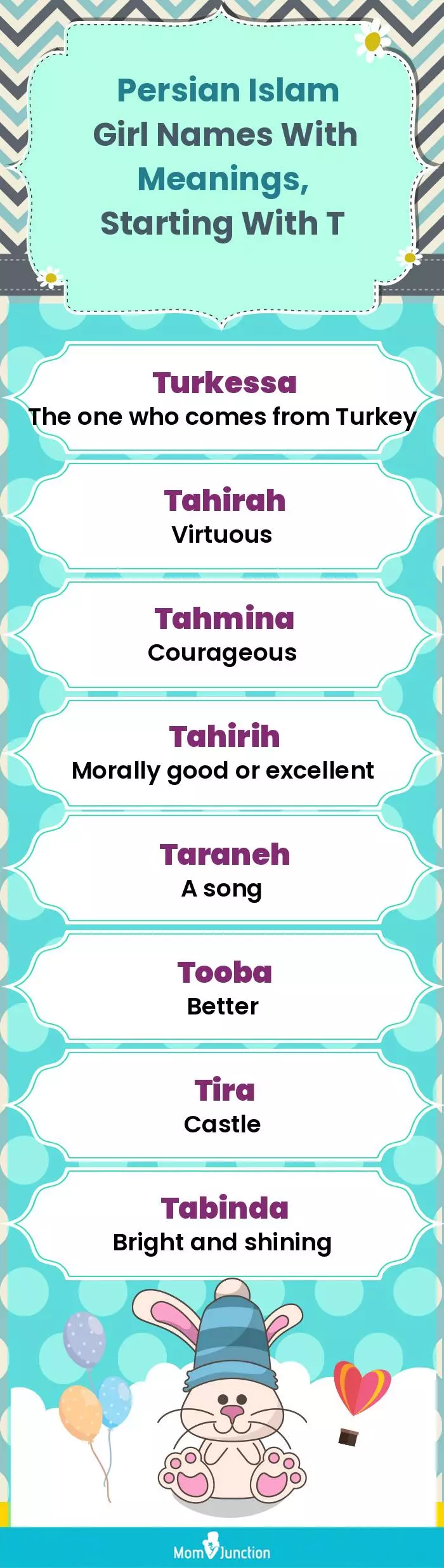  Persian Islam Girl Names with Meanings, Starting With T(infographic)