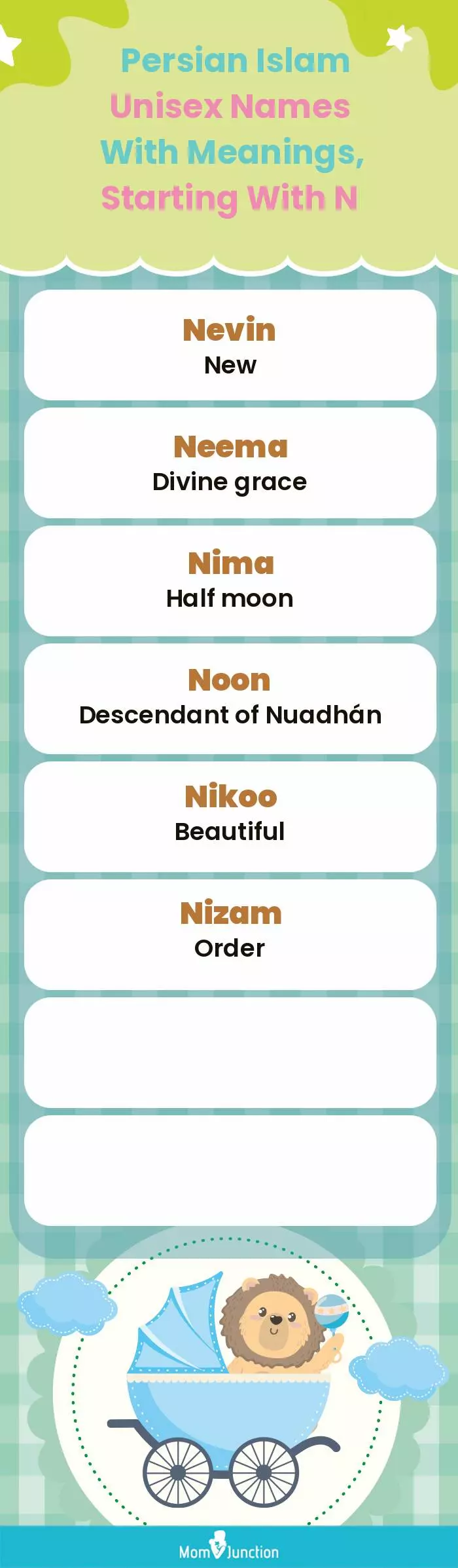  Persian Islam Unisex Names with Meanings, Starting With N(infographic)