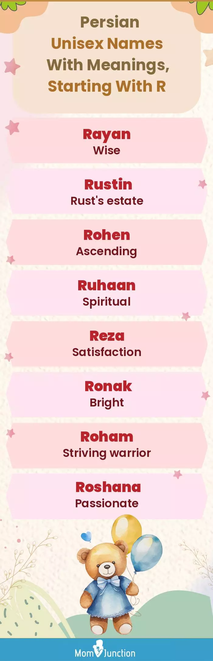  Persian Unisex Names with Meanings, Starting With R(infographic)