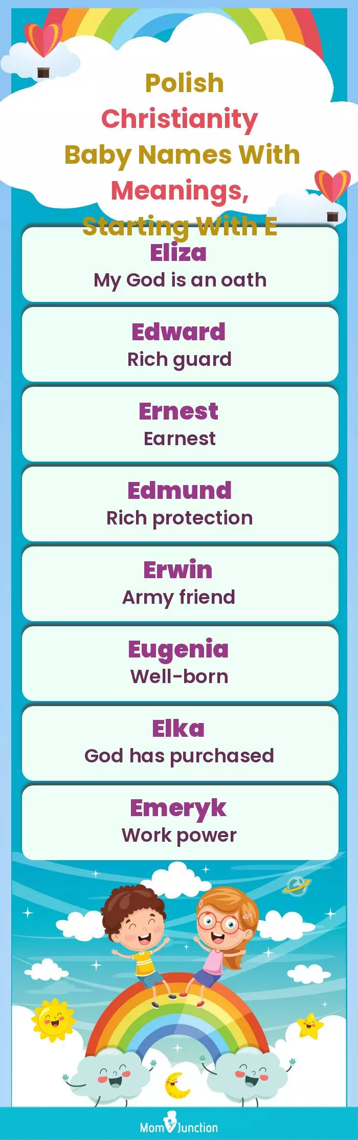  Polish Christianity Baby Names with Meanings, Starting With E(infographic)