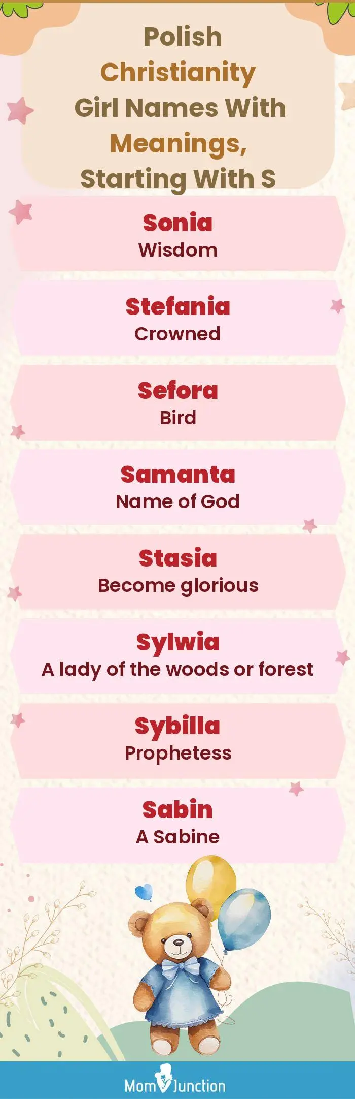  Polish Christianity Girl Names with Meanings, Starting With S(infographic)