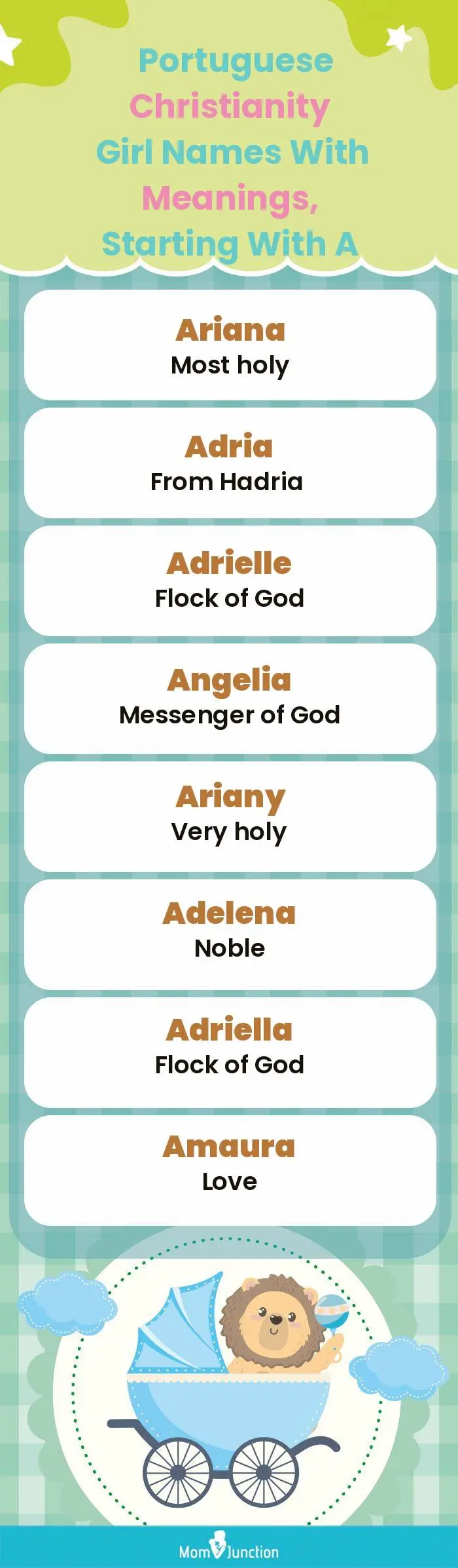 Portuguese Christianity Girl Names with Meanings, Starting With A(infographic)