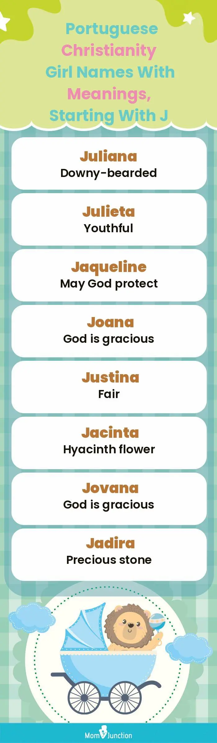  Portuguese Christianity Girl Names with Meanings, Starting With J(infographic)