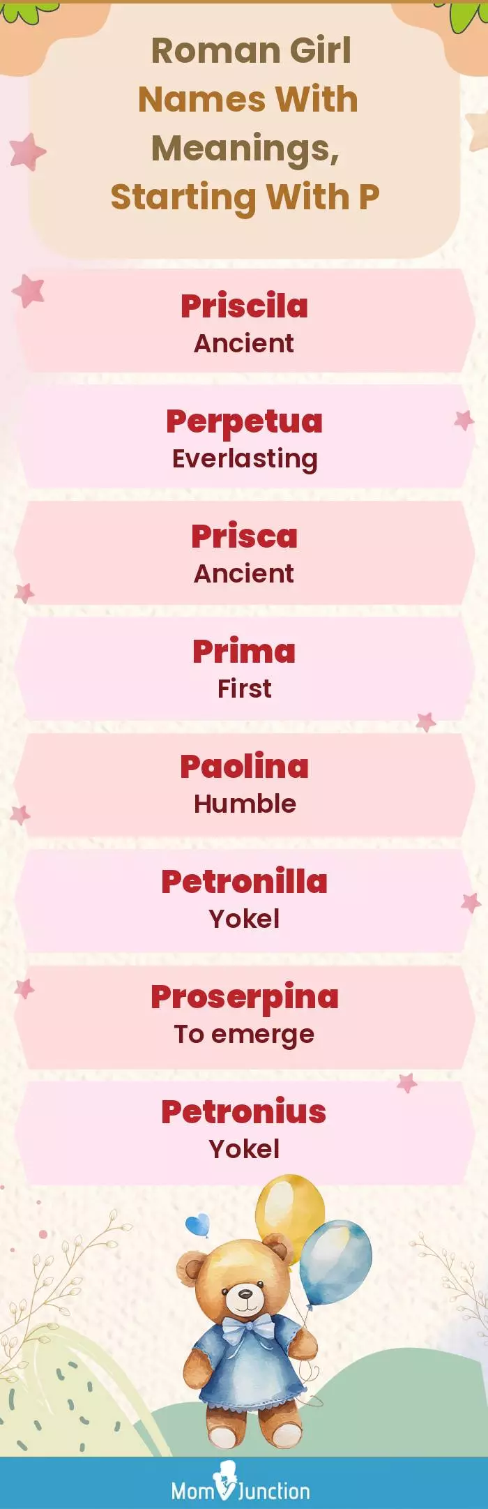  Roman Girl Names with Meanings, Starting With P(infographic)