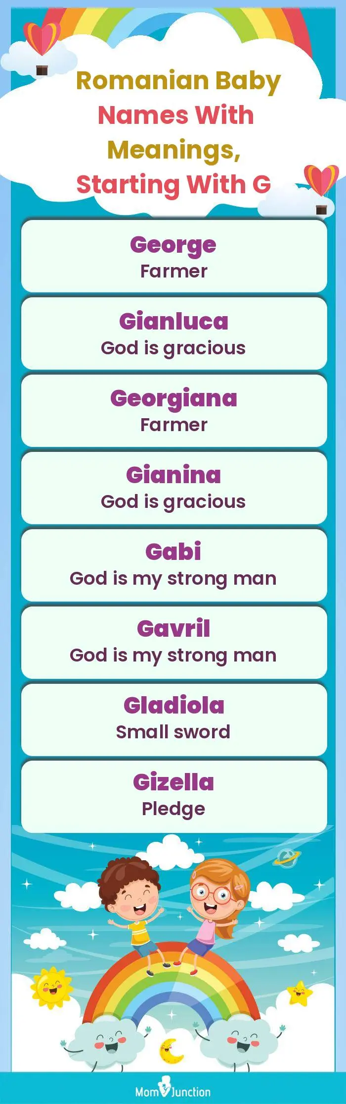  Romanian Baby Names with Meanings, Starting With G(infographic)