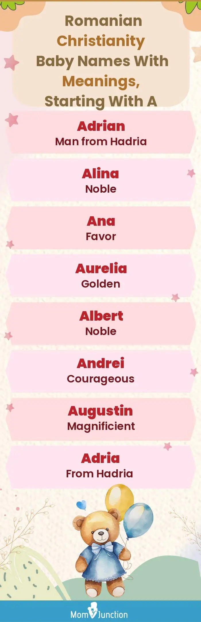  Romanian Christianity Baby Names with Meanings, Starting With A(infographic)