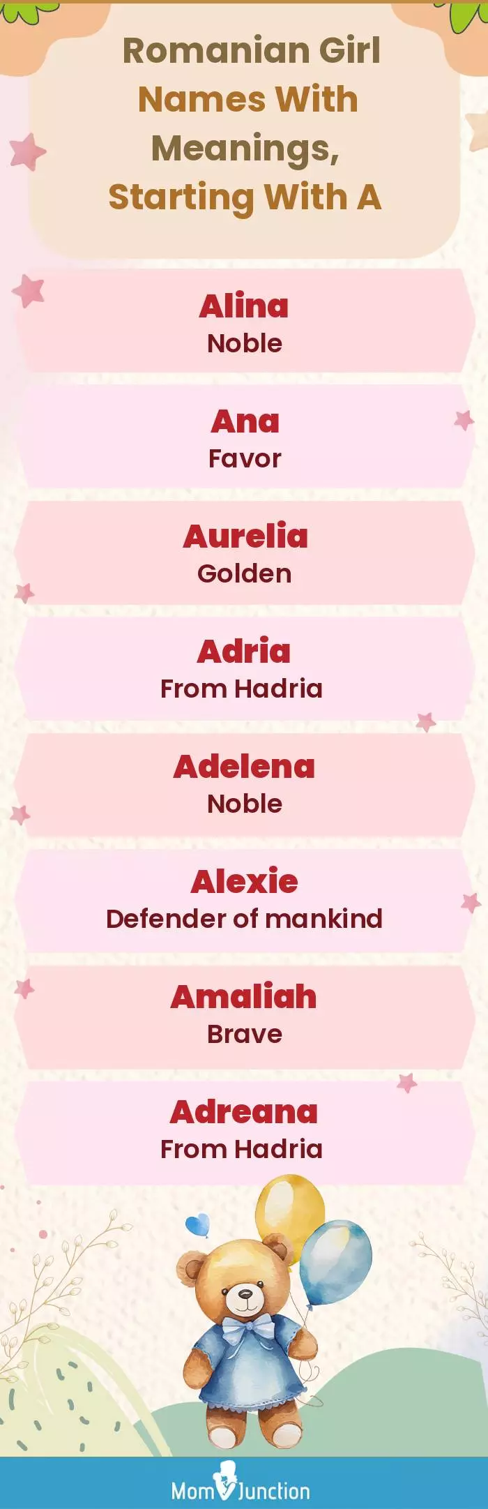  Romanian Girl Names with Meanings, Starting With A(infographic)