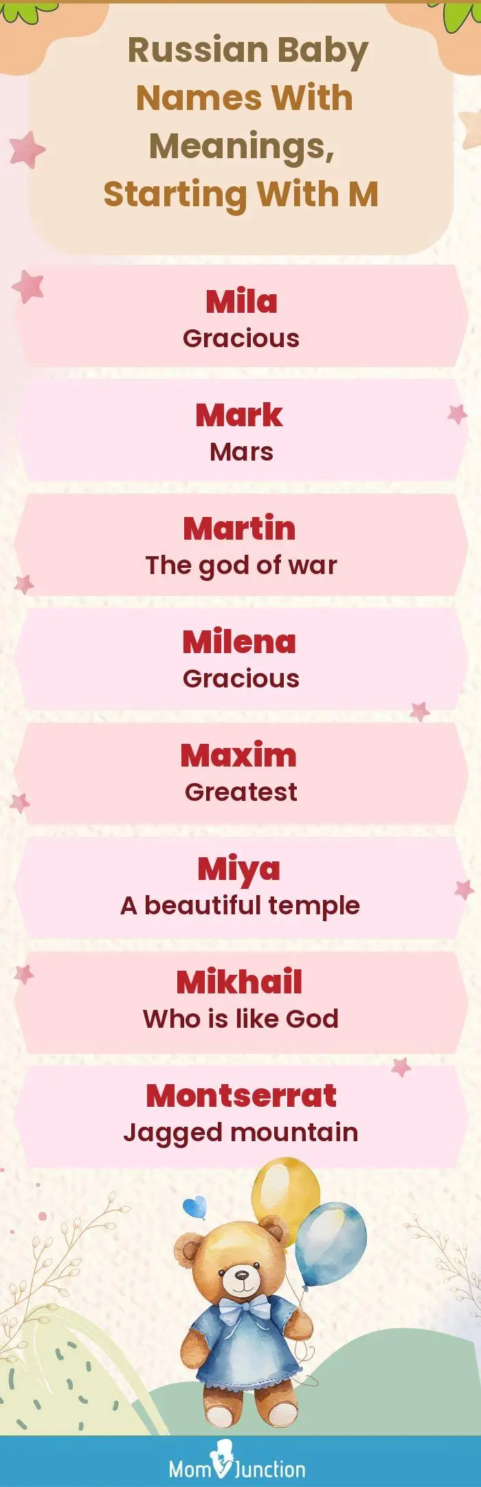  Russian Baby Names with Meanings, Starting With M(infographic)