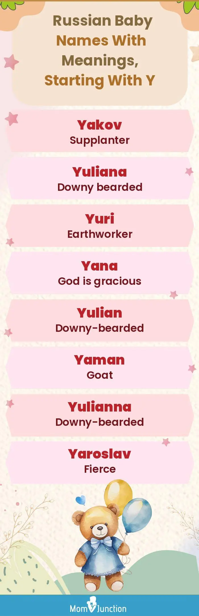  Russian Baby Names with Meanings, Starting With Y(infographic)