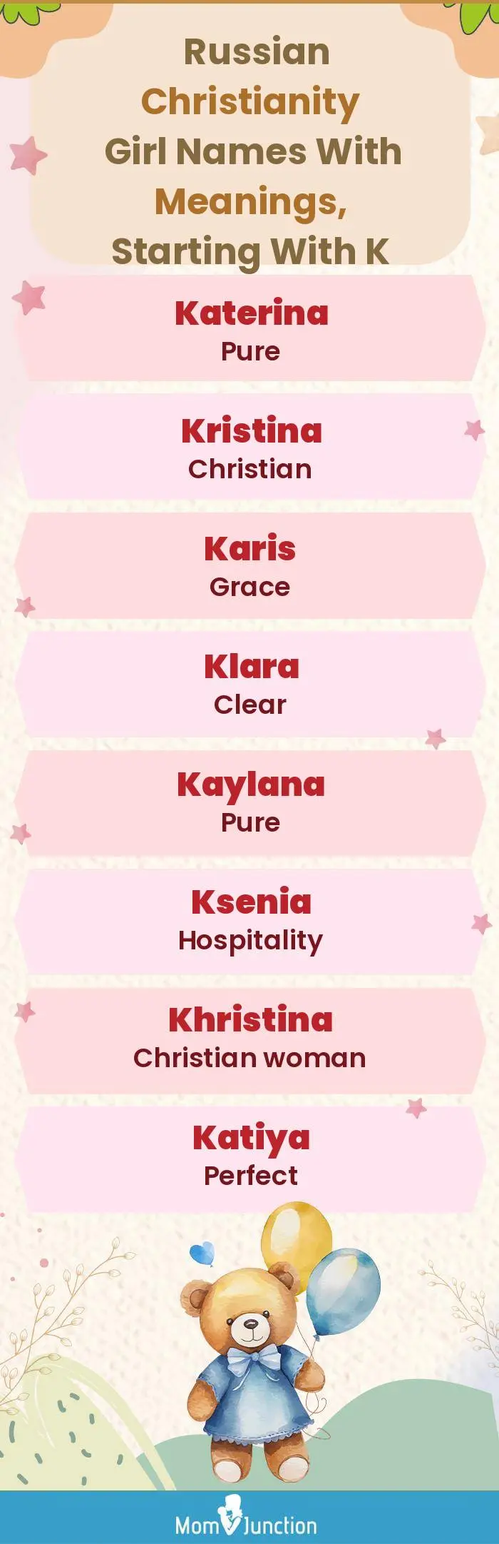  Russian Christianity Girl Names with Meanings, Starting With K(infographic)