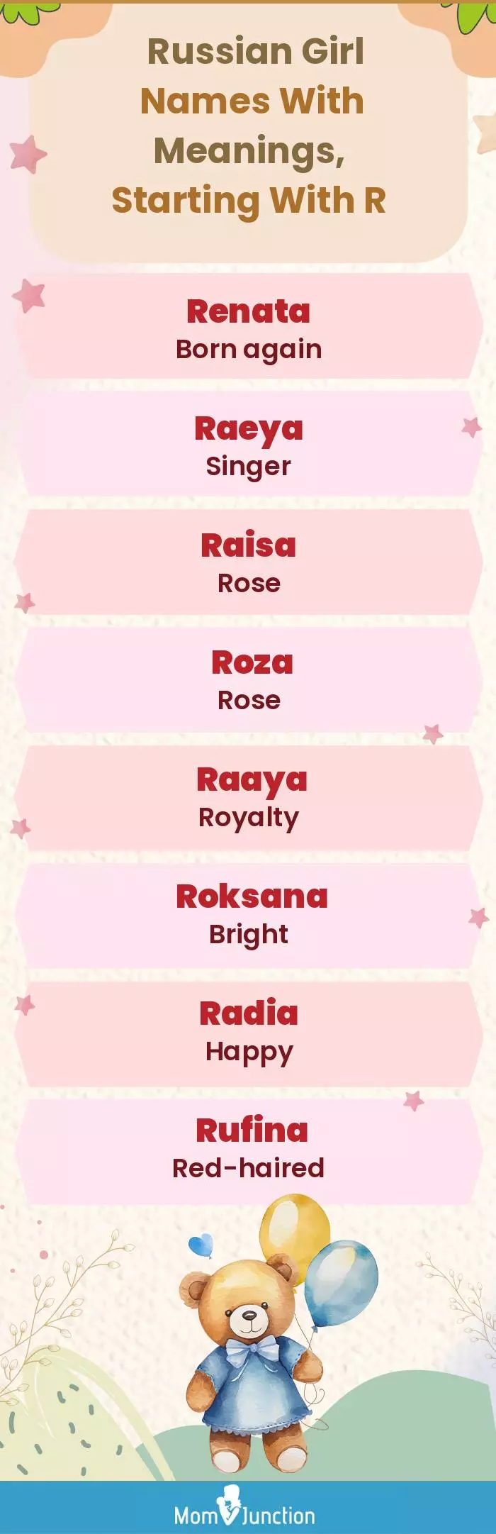  Russian Girl Names with Meanings, Starting With R(infographic)