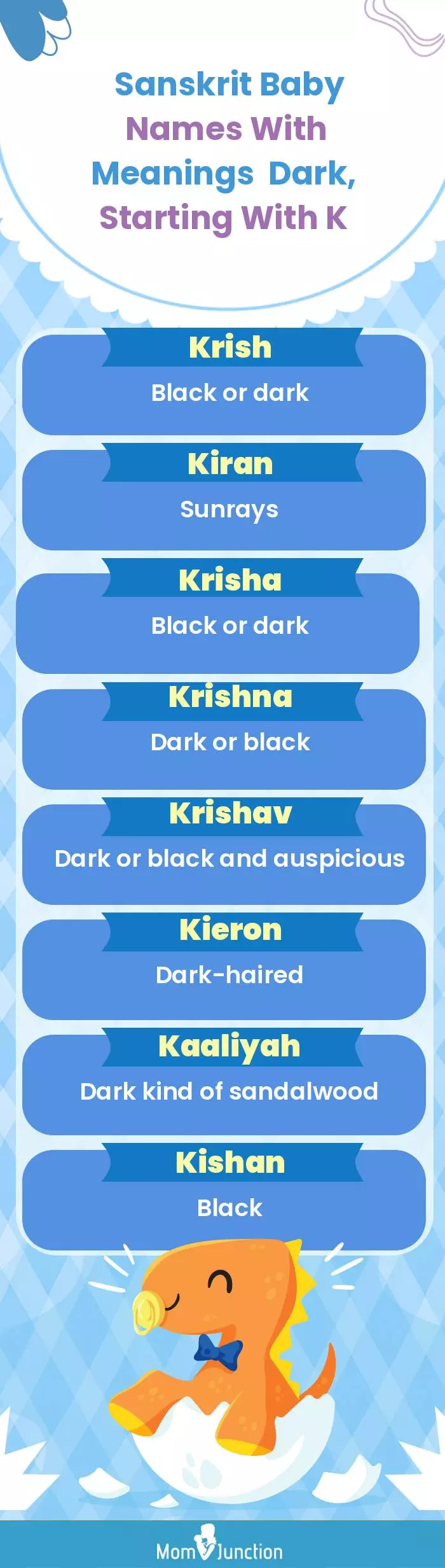  Sanskrit Baby Names with Meanings Dark, Starting With K(infographic)