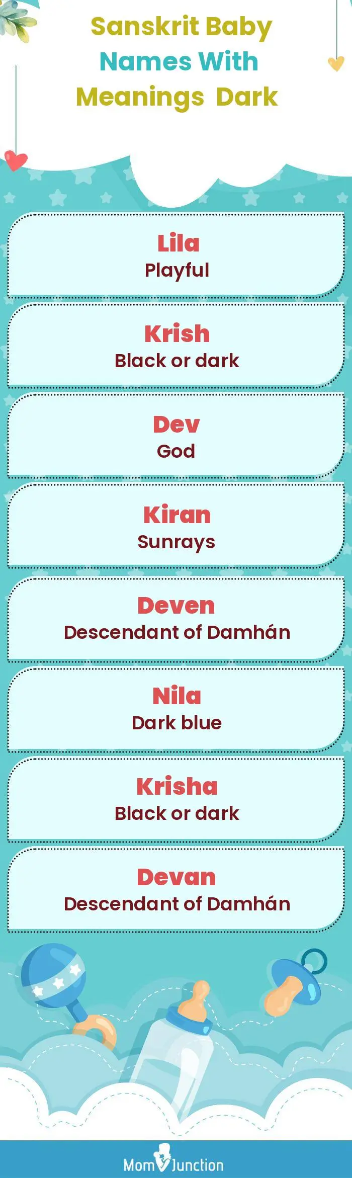  Sanskrit Baby Names with Meanings Dark(infographic)