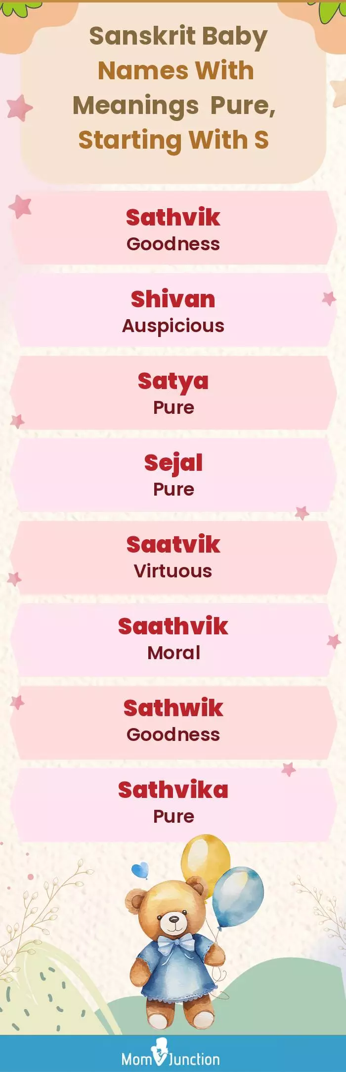  Sanskrit Baby Names with Meanings Pure, Starting With S(infographic)