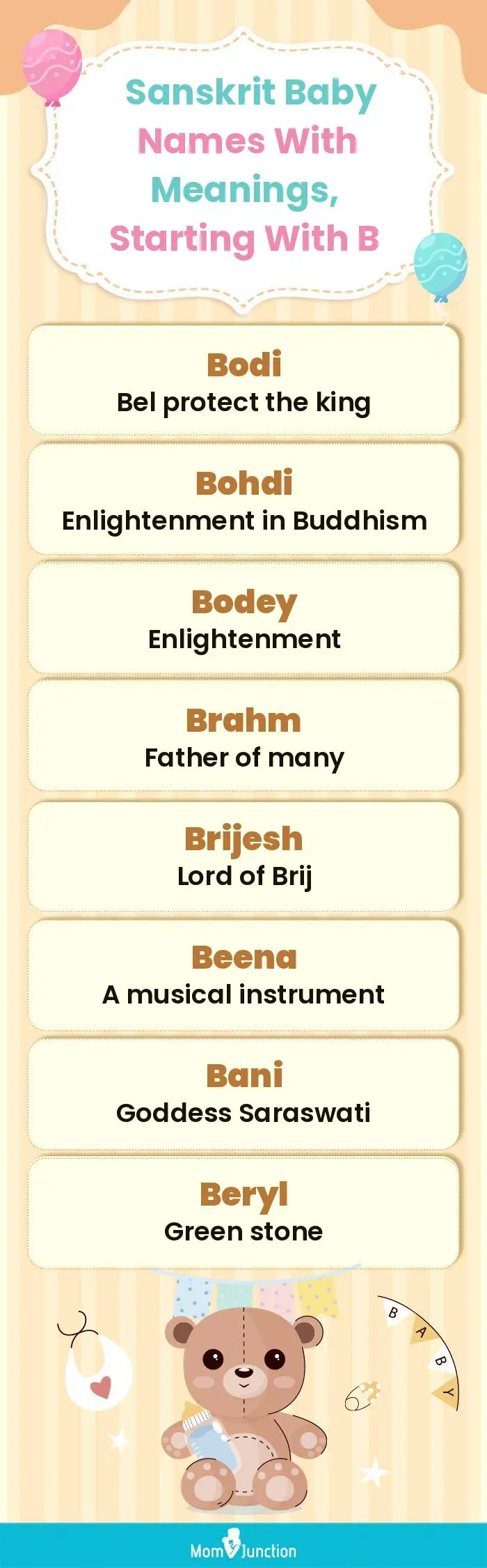  Sanskrit Baby Names with Meanings, Starting With B(infographic)