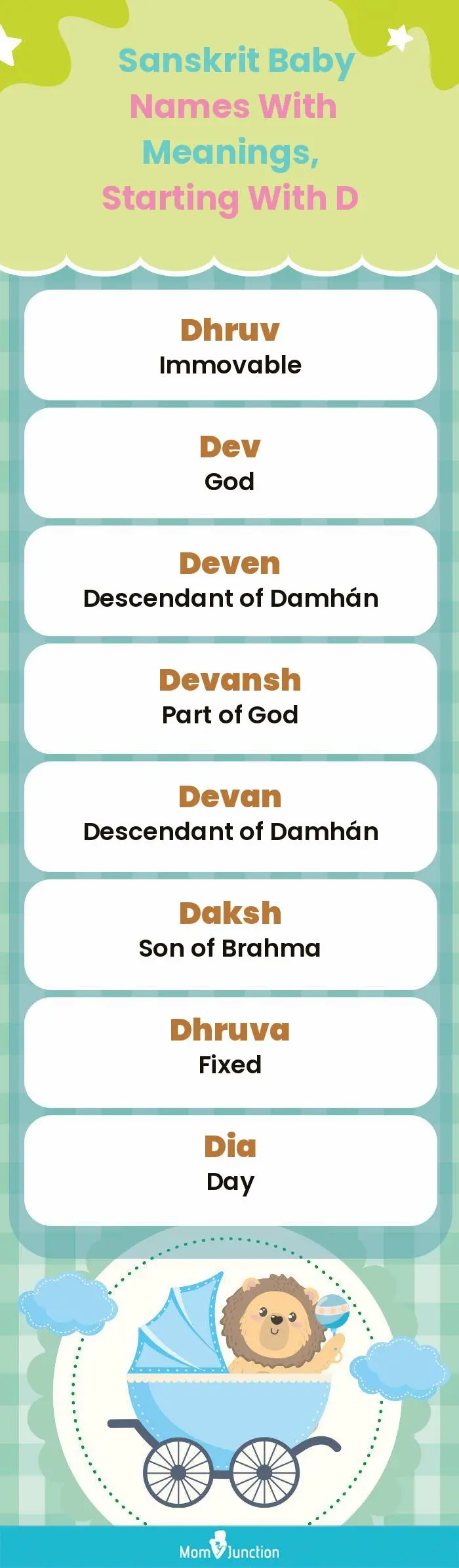  Sanskrit Baby Names with Meanings, Starting With D(infographic)