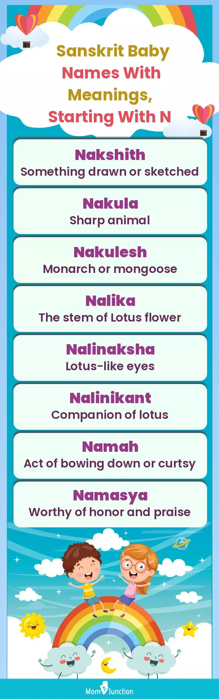  Sanskrit Baby Names with Meanings, Starting With N(infographic)