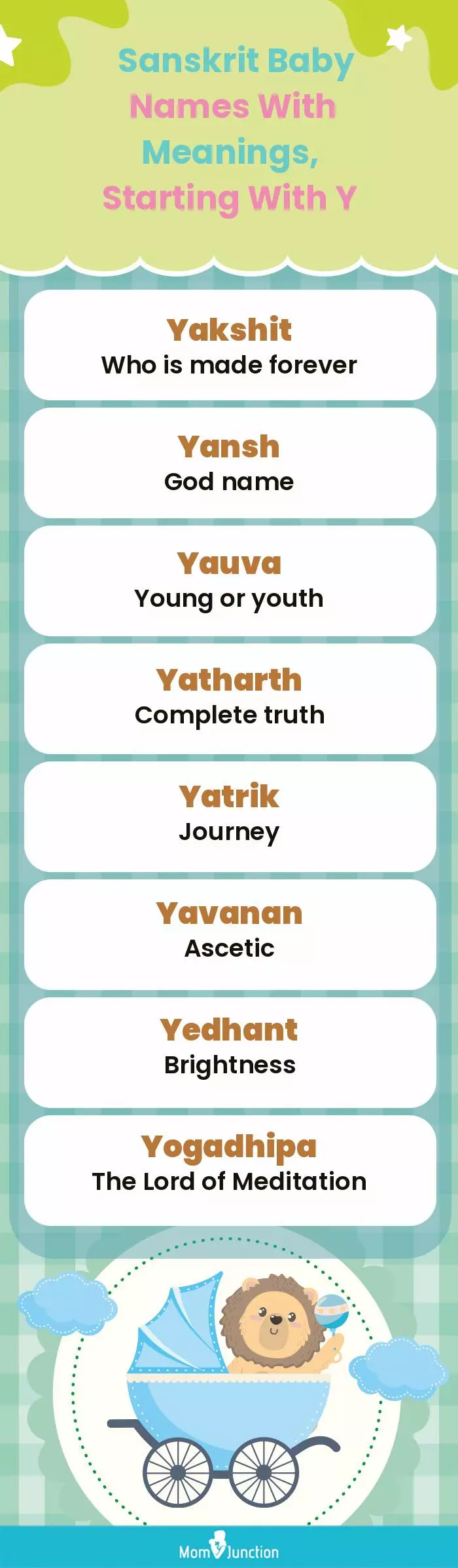  Sanskrit Baby Names with Meanings, Starting With Y(infographic)