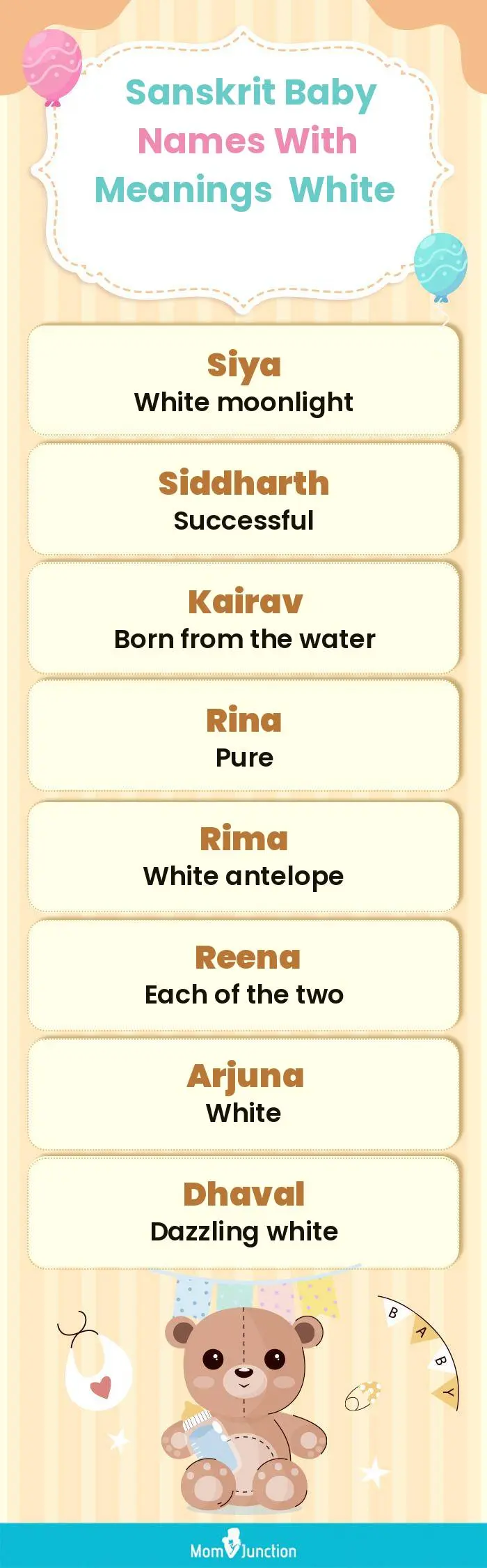  Sanskrit Baby Names with Meanings White(infographic)