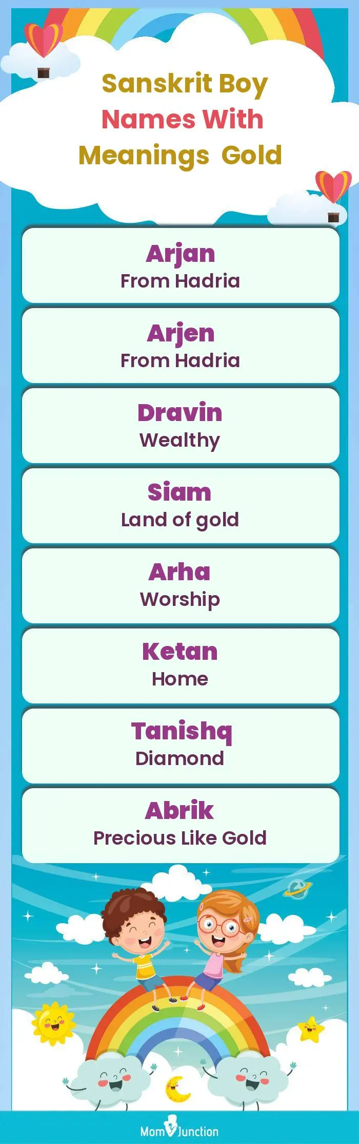  Sanskrit Boy Names with Meanings Gold(infographic)