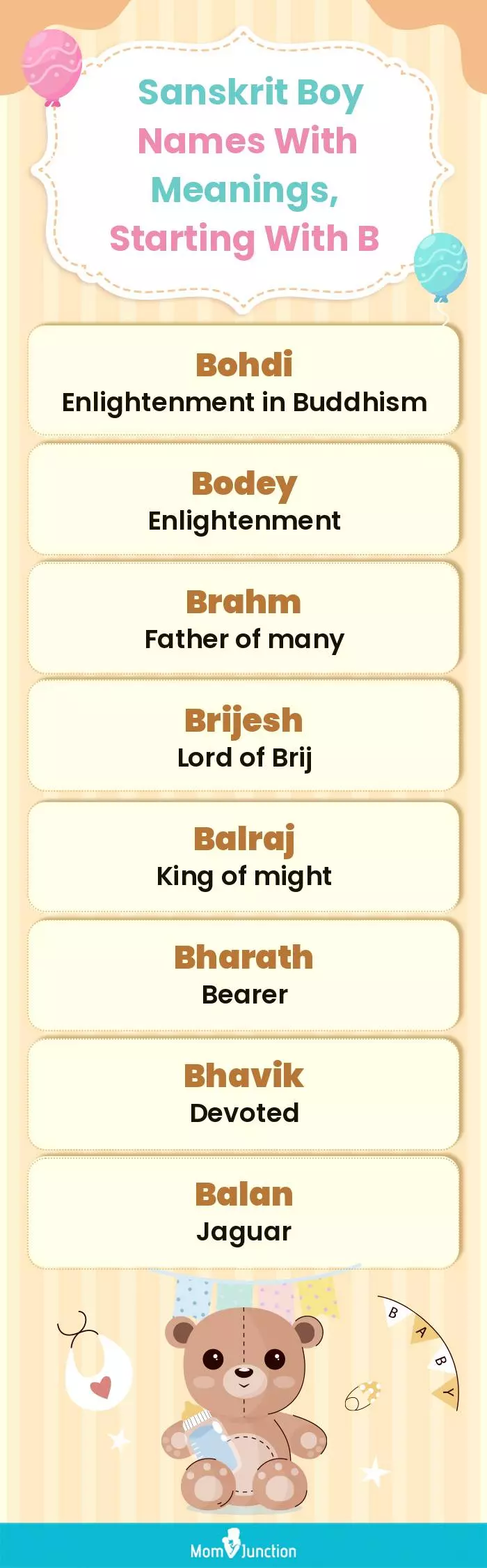  Sanskrit Boy Names with Meanings, Starting With B(infographic)