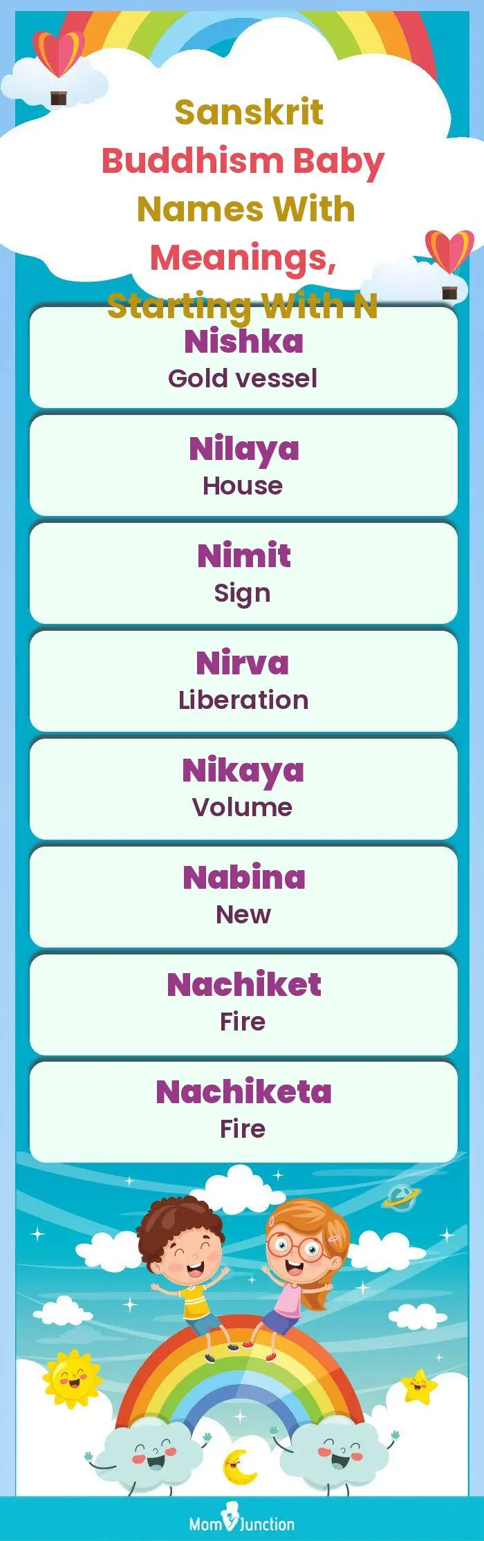  Sanskrit Buddhism Baby Names with Meanings, Starting With N(infographic)