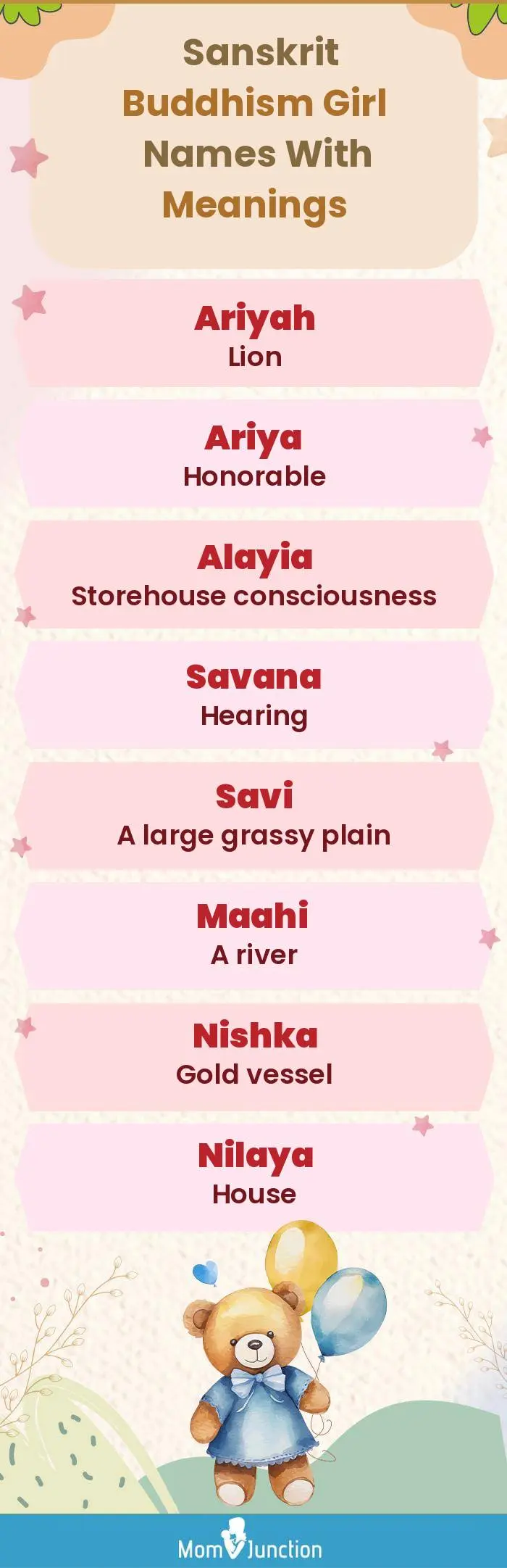  Sanskrit Buddhism Girl Names with Meanings(infographic)