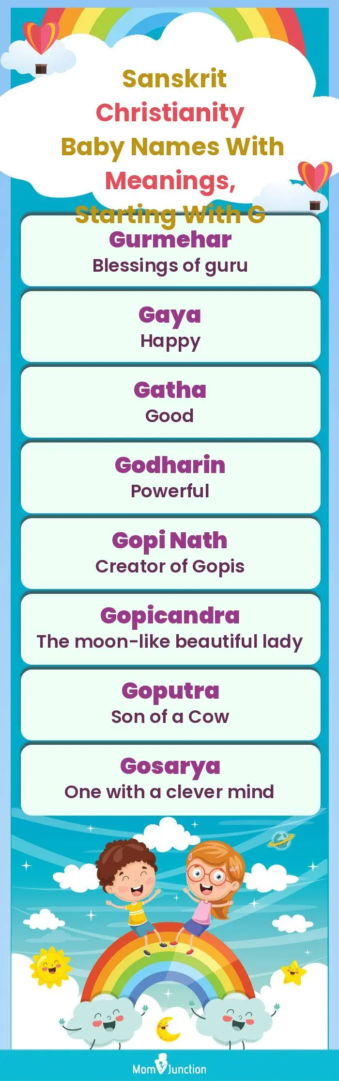  Sanskrit Christianity Baby Names with Meanings, Starting With G(infographic)