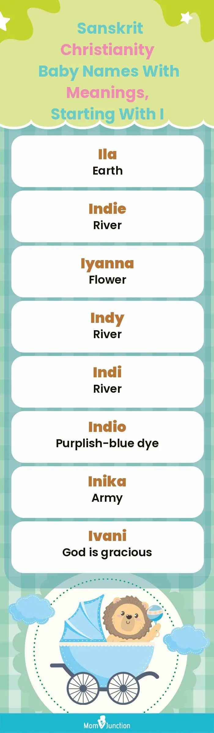  Sanskrit Christianity Baby Names with Meanings, Starting With I(infographic)