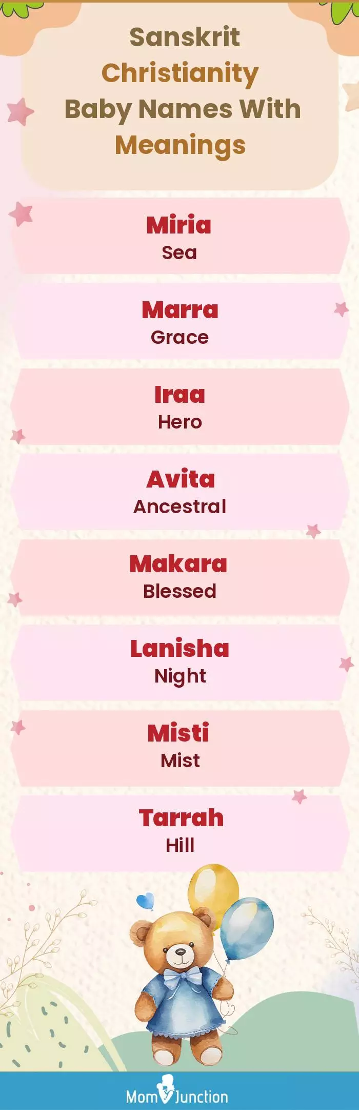  Sanskrit Christianity Baby Names with Meanings(infographic)