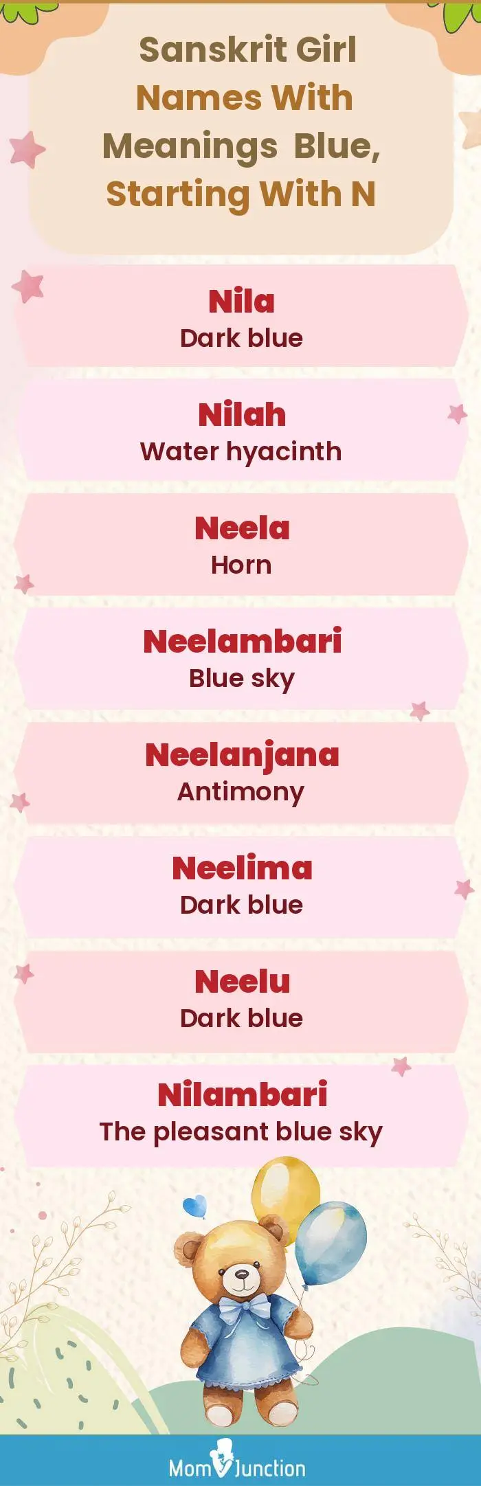  Sanskrit Girl Names with Meanings Blue, Starting With N(infographic)