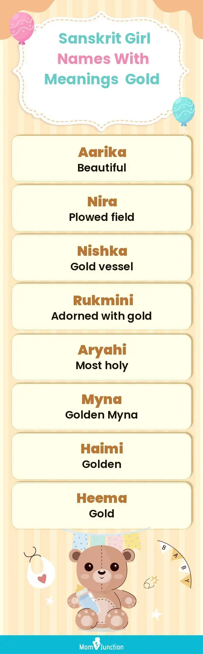  Sanskrit Girl Names with Meanings Gold(infographic)