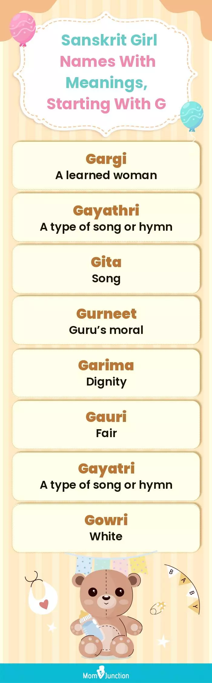  Sanskrit Girl Names with Meanings, Starting With G(infographic)