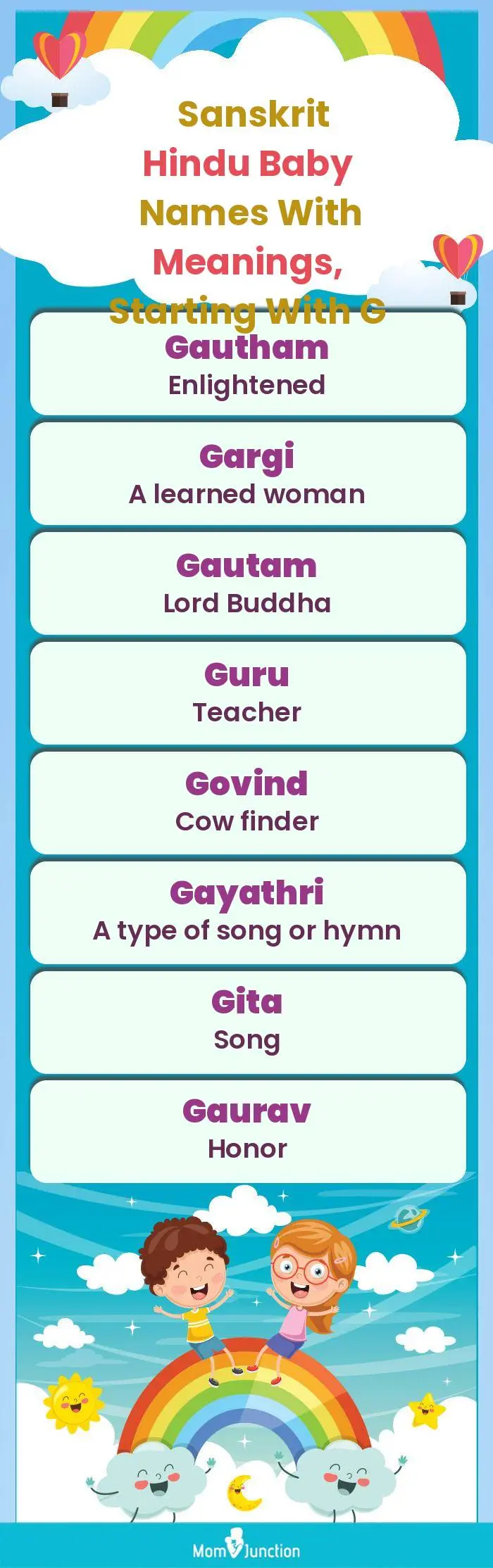  Sanskrit Hindu Baby Names with Meanings, Starting With G(infographic)