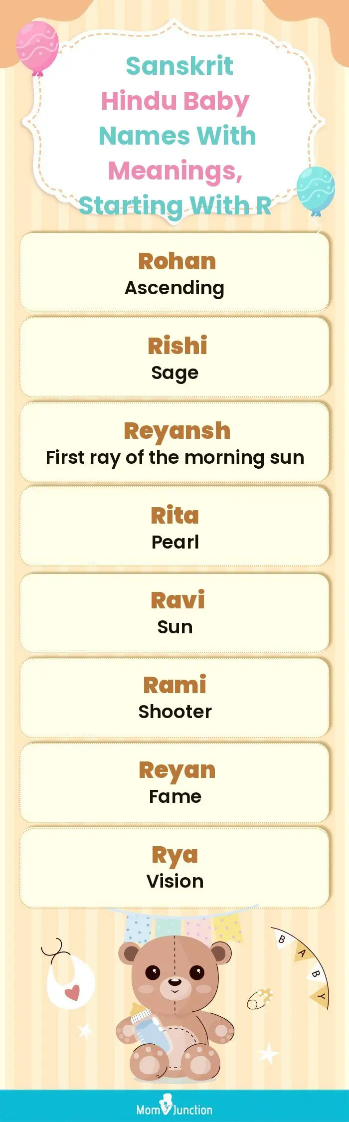  Sanskrit Hindu Baby Names with Meanings, Starting With R(infographic)