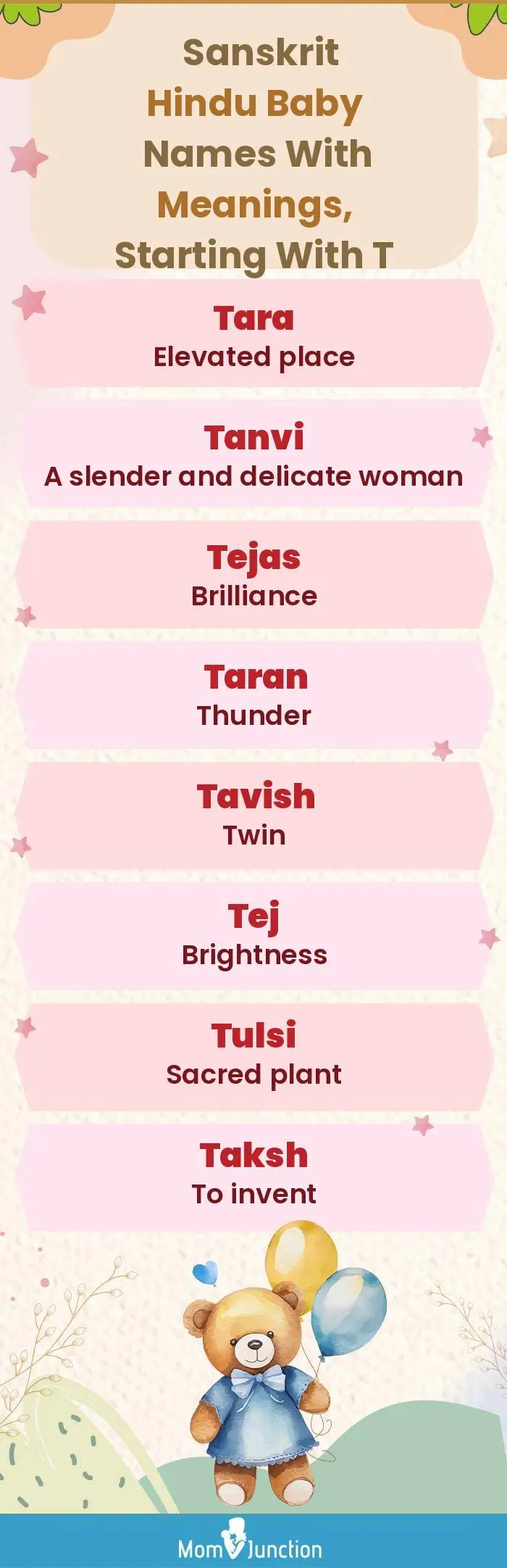  Sanskrit Hindu Baby Names with Meanings, Starting With T(infographic)