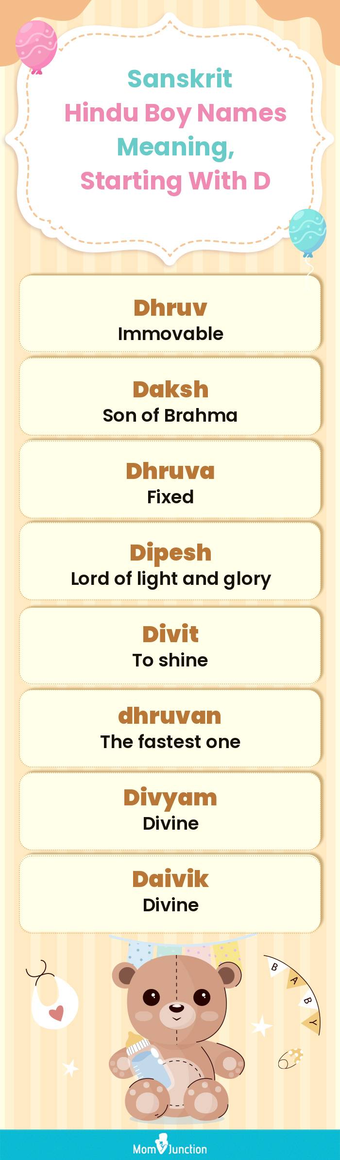  Sanskrit Hindu Boy Names Meaning, Starting With D(infographic)