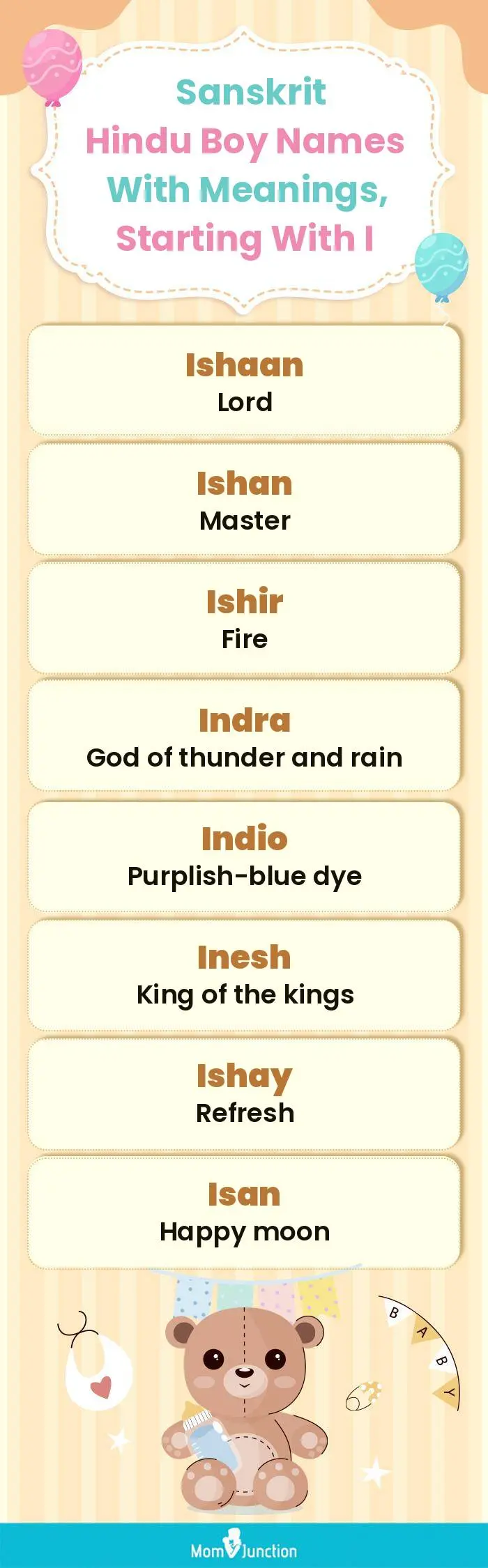  Sanskrit Hindu Boy Names with Meanings, Starting With I(infographic)