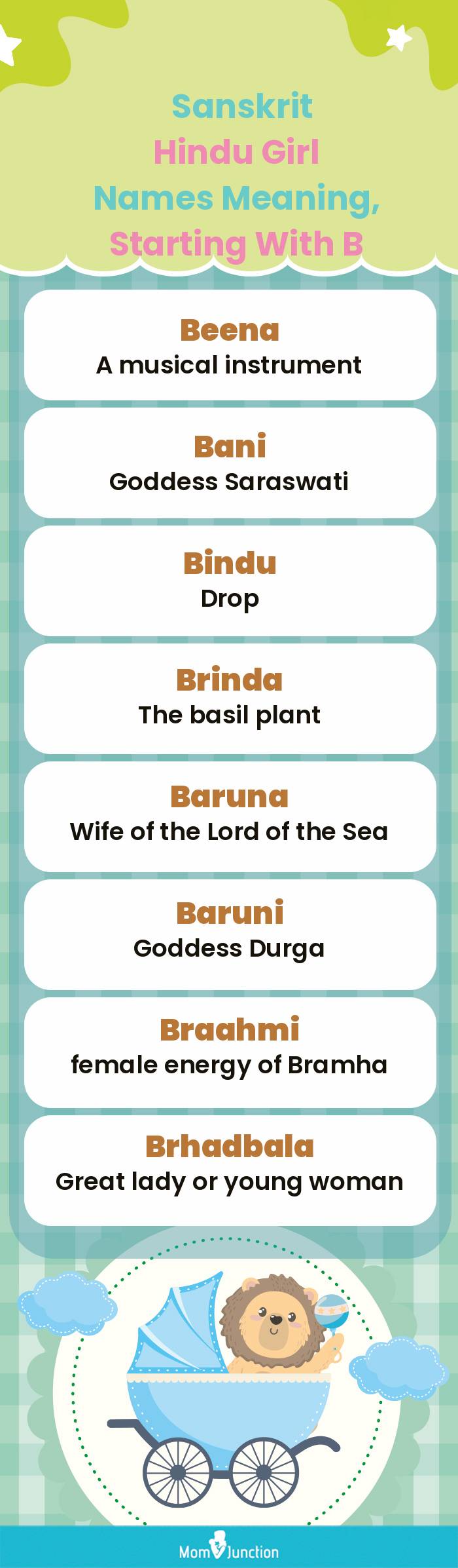  Sanskrit Hindu Girl Names Meaning, Starting With B(infographic)