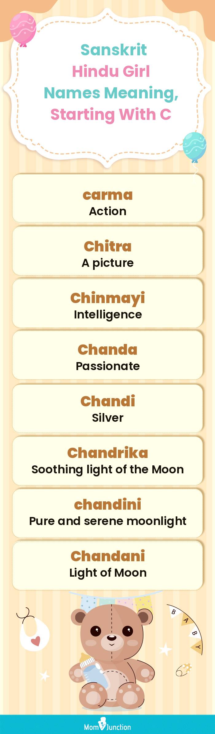  Sanskrit Hindu Girl Names Meaning, Starting With C(infographic)