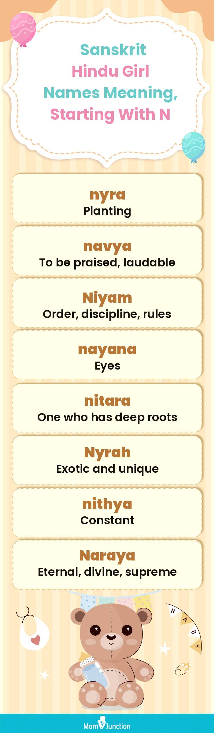  Sanskrit Hindu Girl Names Meaning, Starting With N(infographic)