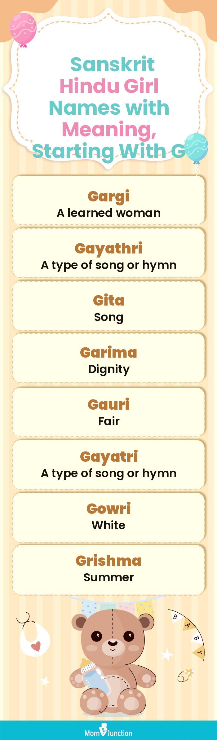  Sanskrit Hindu Girl Names with Meaning, Starting With G(infographic)