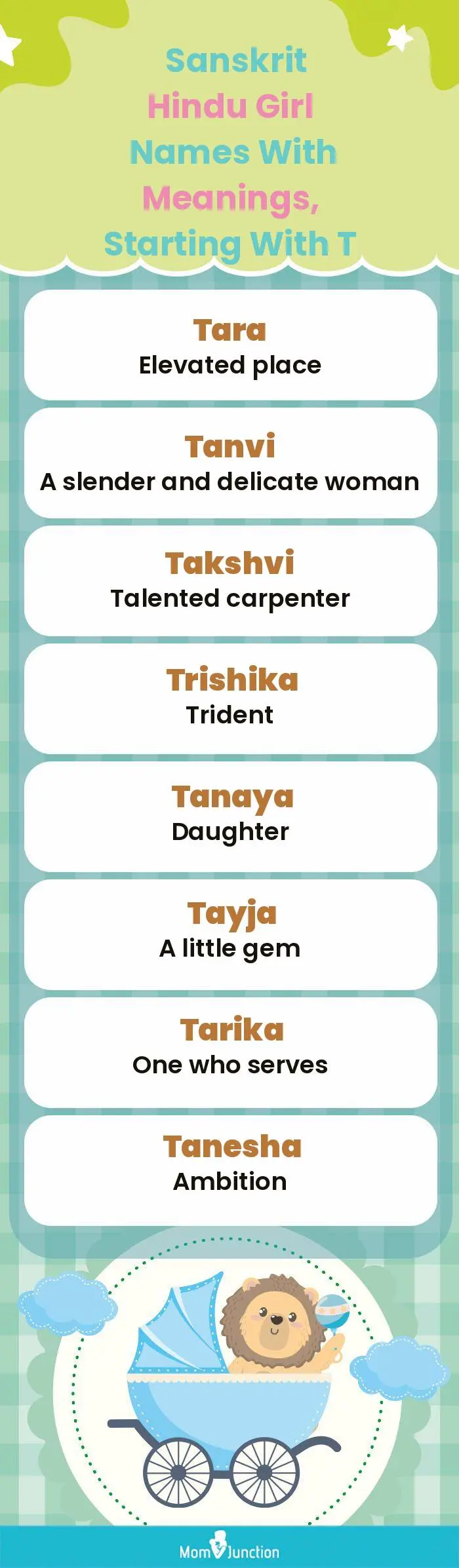  Sanskrit Hindu Girl Names with Meanings, Starting With T(infographic)