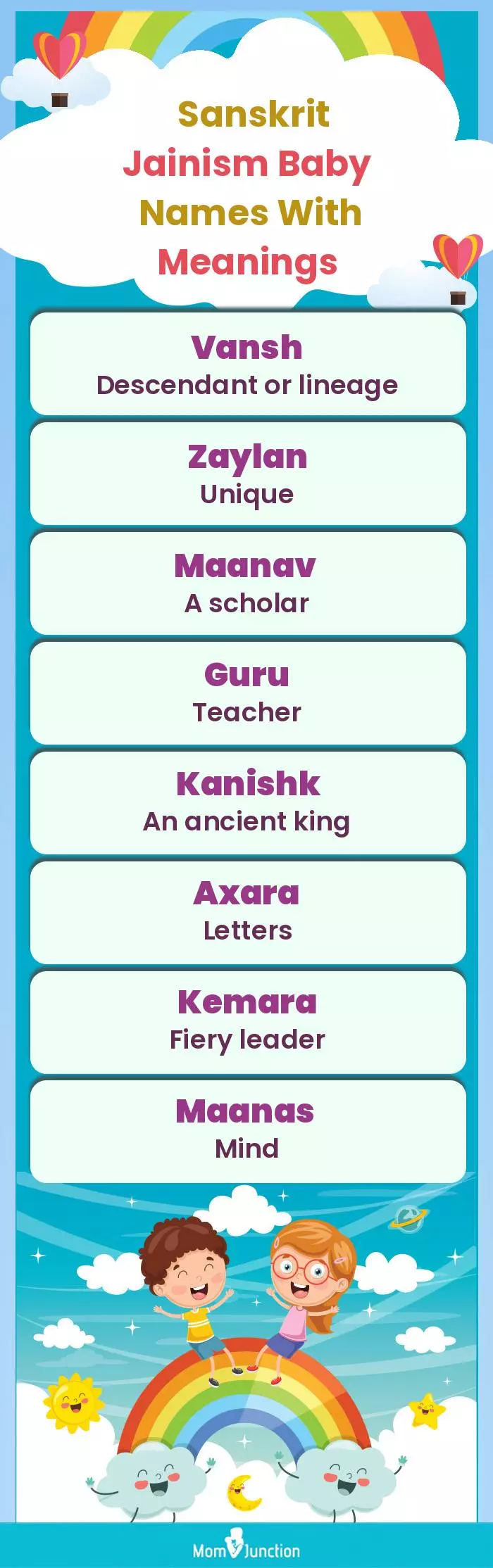  Sanskrit Jainism Baby Names with Meanings(infographic)