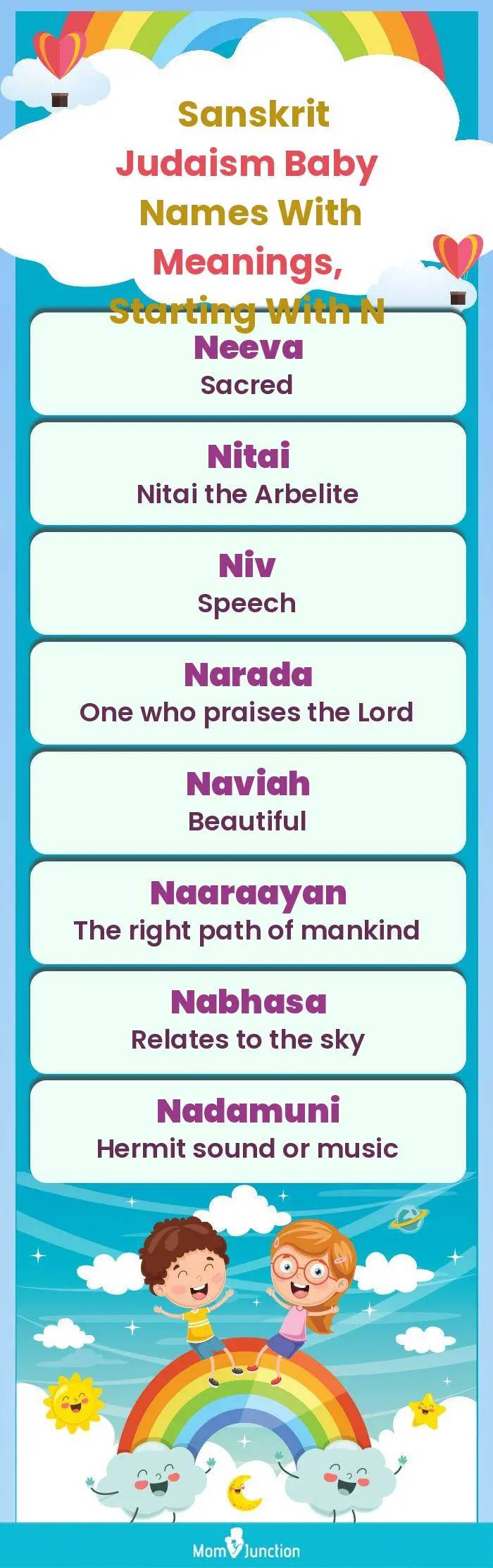  Sanskrit Judaism Baby Names with Meanings, Starting With N(infographic)